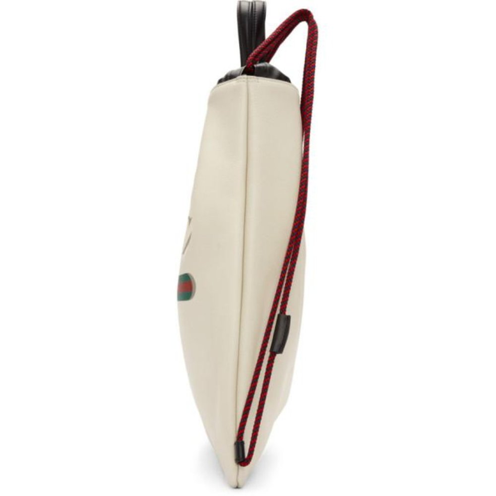 Gucci Logo-Print Drawstring Backpack In White New… - image 4